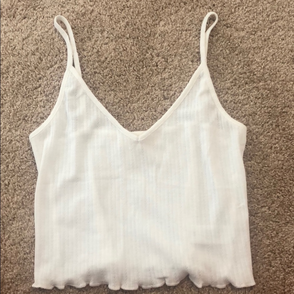 White ruffle tank
